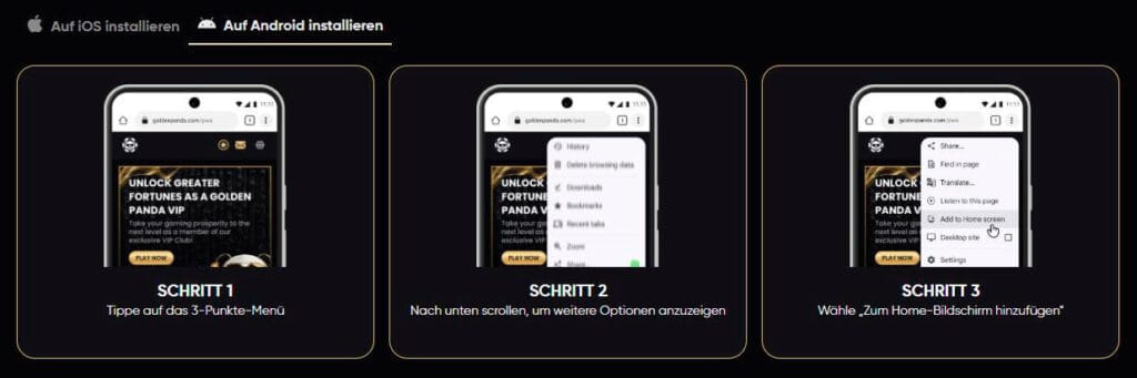 Android-Installation Golden Panda Casino